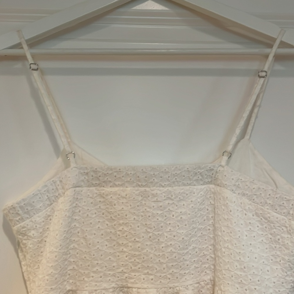 Spaghetti strip white eyelet cotton sundress